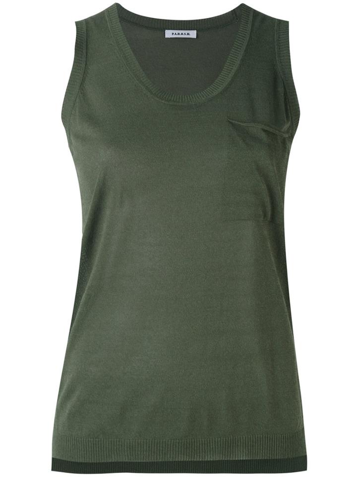 P.a.r.o.s.h. - Knitted Tank Top - Women - Cotton/viscose - Xs, Green, Cotton/viscose