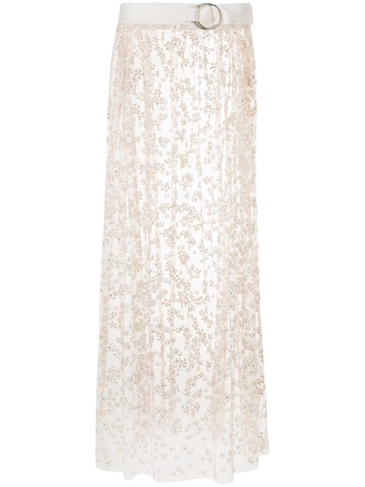 Rachel Comey Sheer Embroidered Skirt - Neutrals