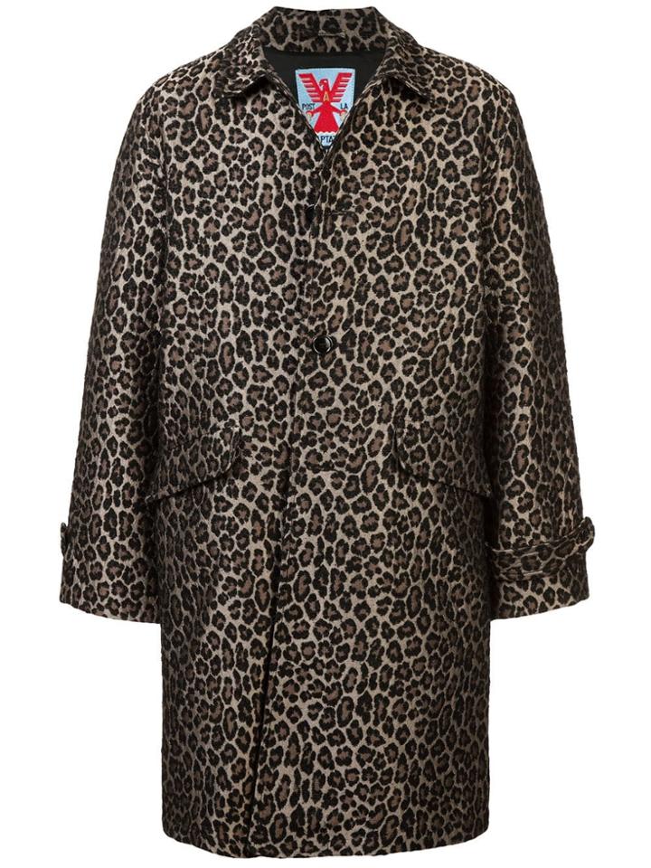 Adaptation Boxy Leopard Print Coat - Brown