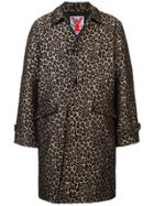 Adaptation Boxy Leopard Print Coat - Brown