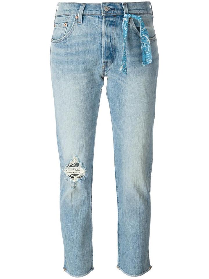Levi's Ripped Detailing Cropped Jeans, Women's, Size: 25, Blue, Cotton/spandex/elastane