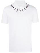 Neil Barrett Lightning Bolt Polo Shirt, Men's, Size: Large, White, Cotton