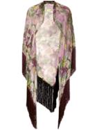 Alberta Ferretti Fringed Floral Shawl - Multicolour