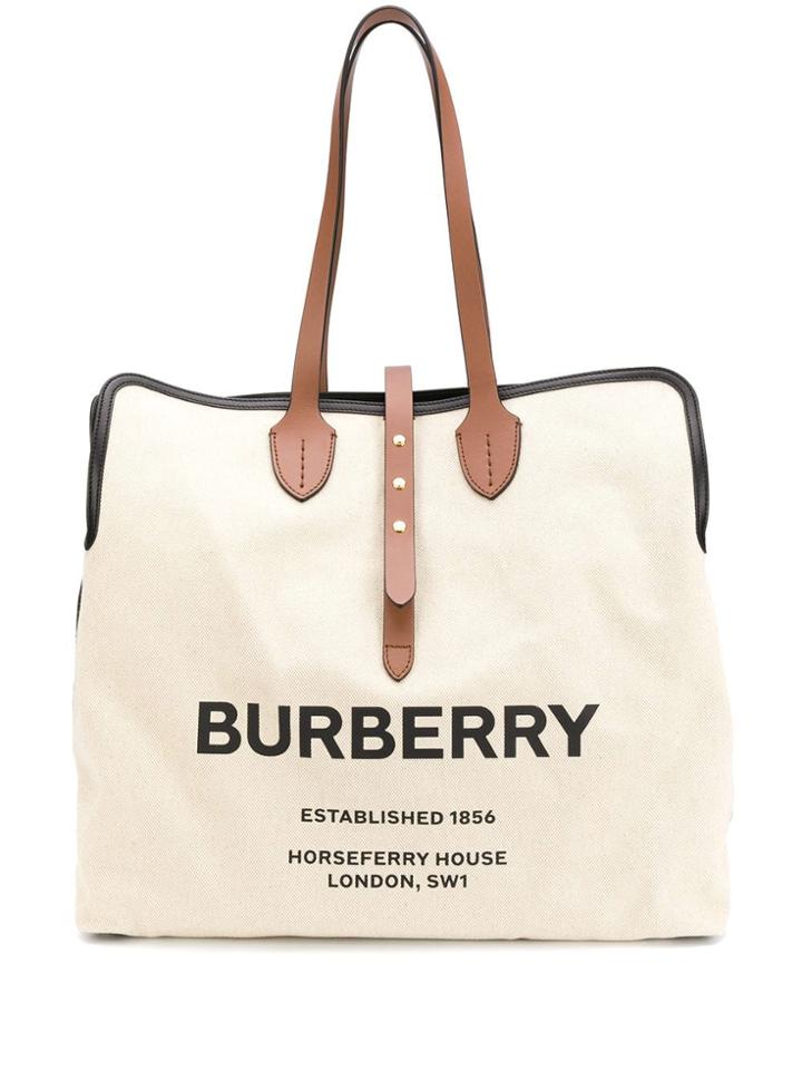 Burberry Logo Tote Bag - Neutrals