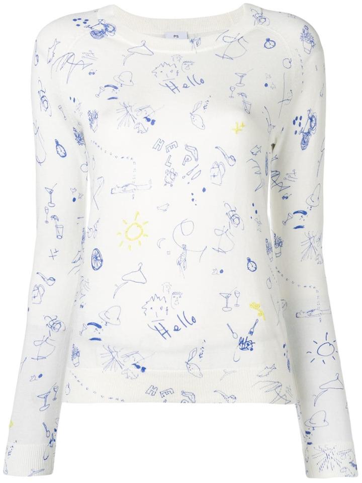 Ps By Paul Smith Doodle Print Sweater - White