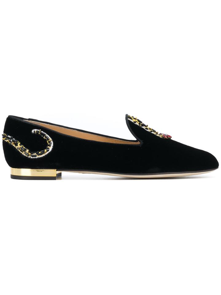 Charlotte Olympia Embellished Leopard Loafers - Black