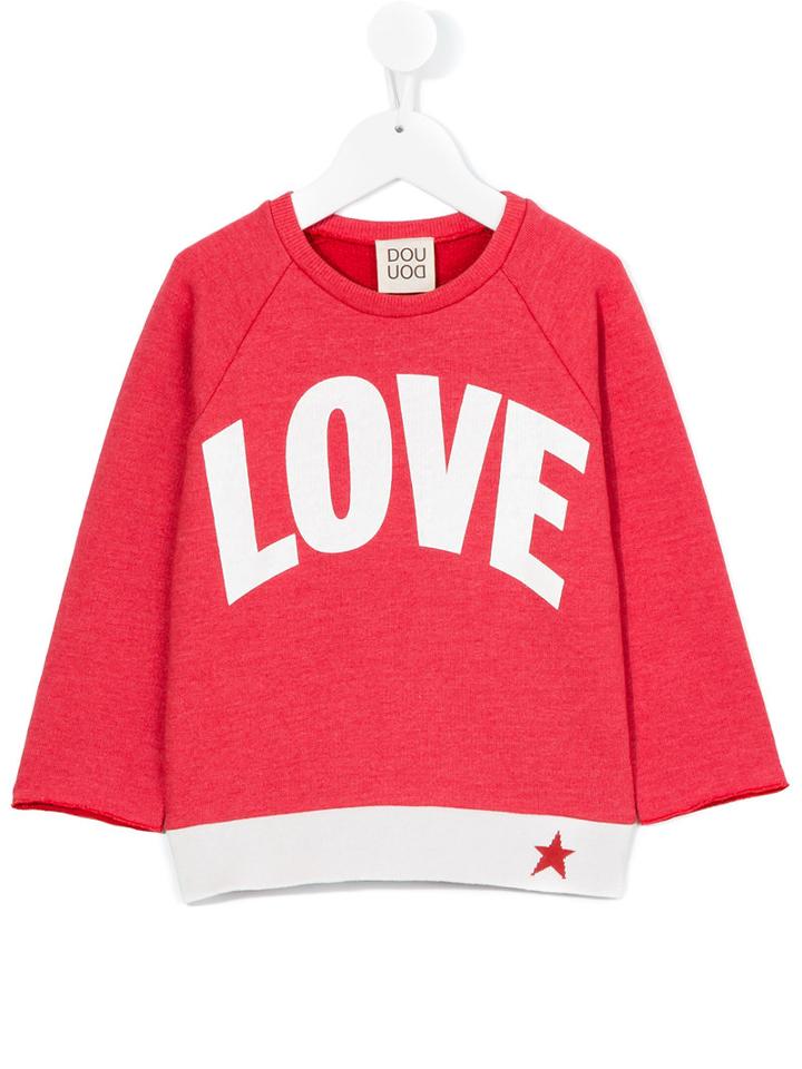 Douuod Kids - Love Print Sweatshirt - Kids - Cotton/polyester - 12 Yrs, Girl's, Red