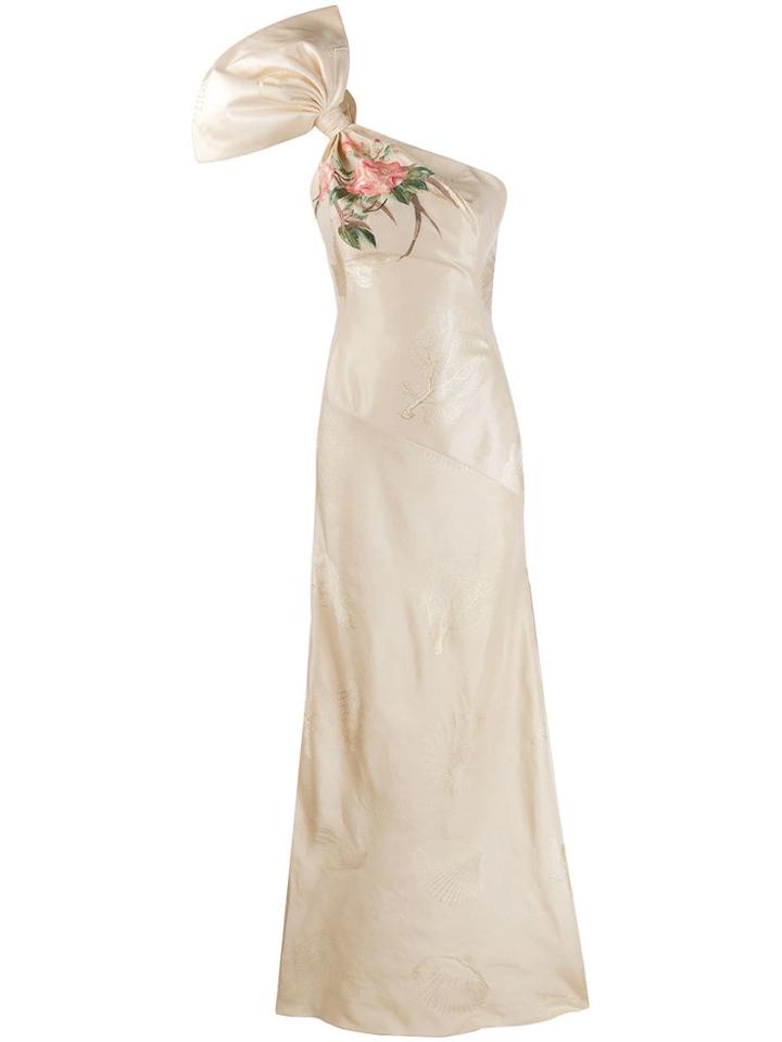 Alexander Mcqueen One-shoulder Evening Gown - Neutrals