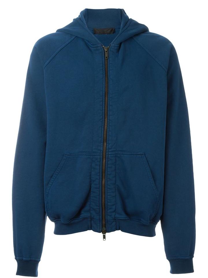 Haider Ackermann Zipped Hoodie, Men's, Size: Large, Blue, Cotton/spandex/elastane