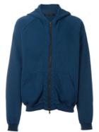 Haider Ackermann Zipped Hoodie, Men's, Size: Large, Blue, Cotton/spandex/elastane