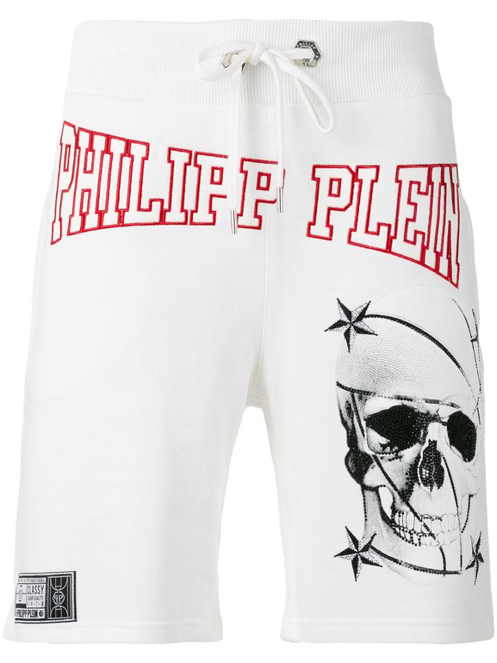 Philipp Plein Print Shorts, Men's, Size: Large, White, Cotton