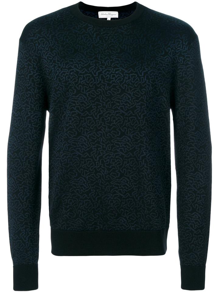 Salvatore Ferragamo - Patterned Jumper - Men - Silk/virgin Wool - L, Black, Silk/virgin Wool