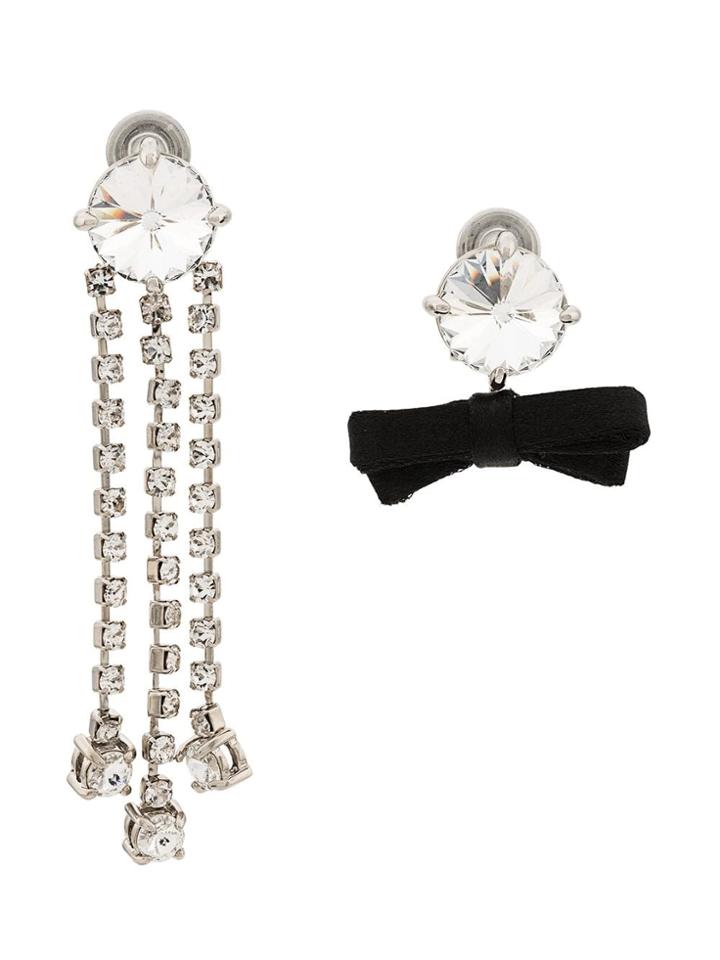 Miu Miu Crystal And Bow Earrings - Metallic