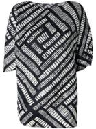 Pleats Please By Issey Miyake Asymmetrical Stripe Pattern Top - Black