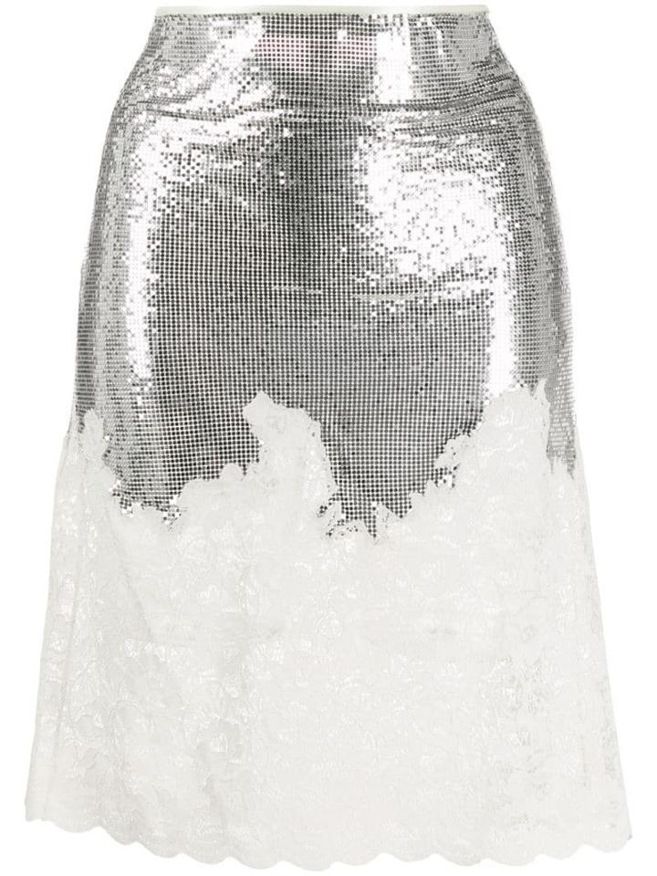 Paco Rabanne Sequin Fitted Skirt - Silver