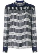 Dvf Diane Von Furstenberg Striped Panel Fitted Blouse - Blue