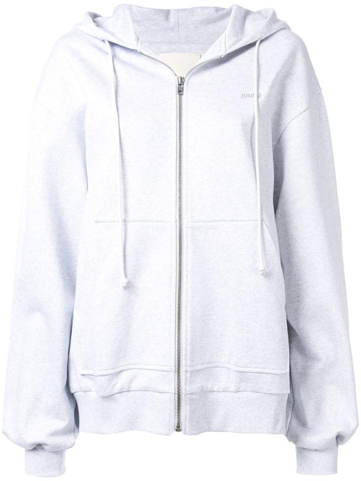 Juun.j Slouchy Zip Front Hoodie - Grey