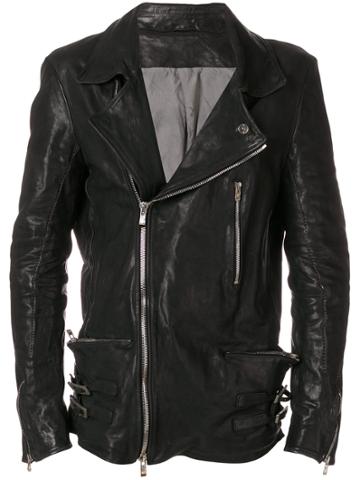 Incarnation Creased Style Biker Jacket - Black
