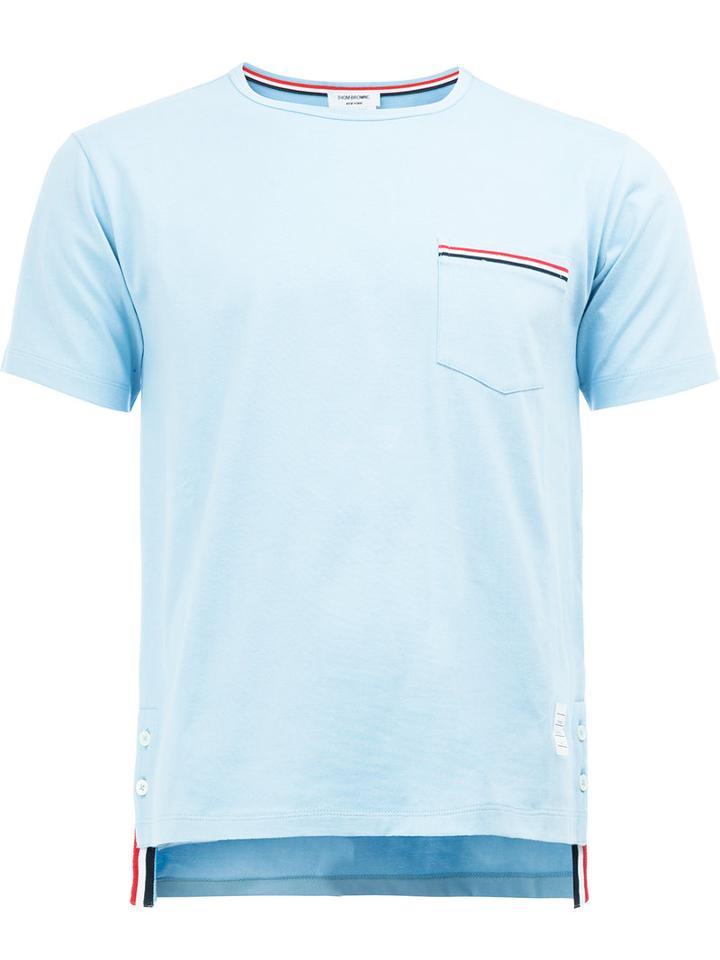 Thom Browne Pocket T-shirt, Men's, Size: 3, Blue, Cotton