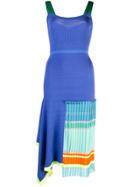 I-am-chen Contrast Pleated Panel Dress - Blue