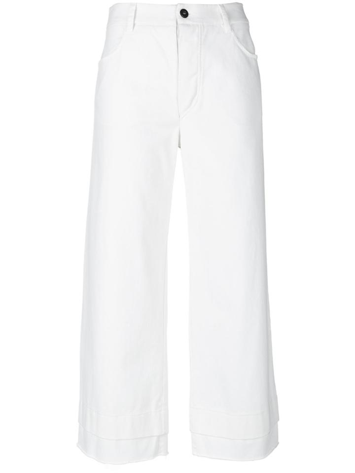 Lost & Found Rooms Wide-legged Cropped Trousers - White