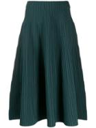 Cédric Charlier Pleated Knitted Skirt - Green