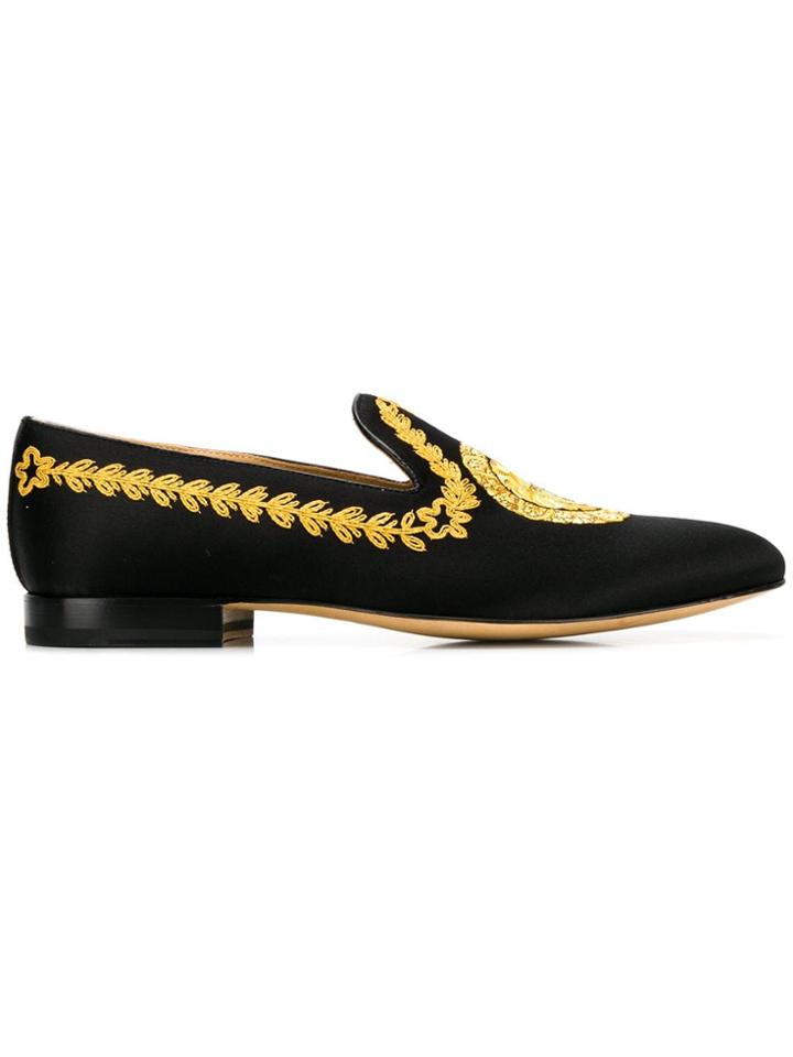 Versace Embroidered Medusa Head Loafers - Black