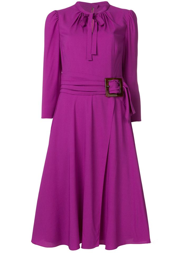 Dolce & Gabbana Belted Waist Midi Dress - Pink & Purple