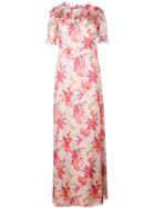 Giamba - Floral Print Long Dress - Women - Silk/cotton/polyester/viscose - 42, Women's, Pink/purple, Silk/cotton/polyester/viscose