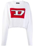 Diesel Cropped Pullover With 3d Intarsia - White