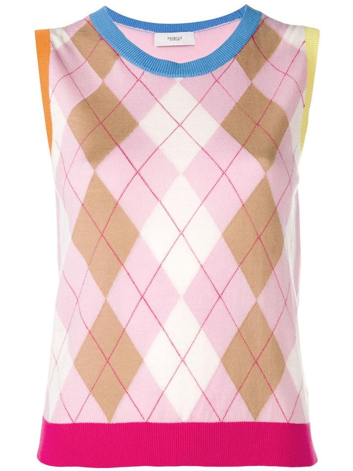 Pringle Of Scotland Argyle Colour Block Sleeveless Jumper In