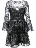 Marchesa Notte Sequin Embroidered Tulle Dress - Black