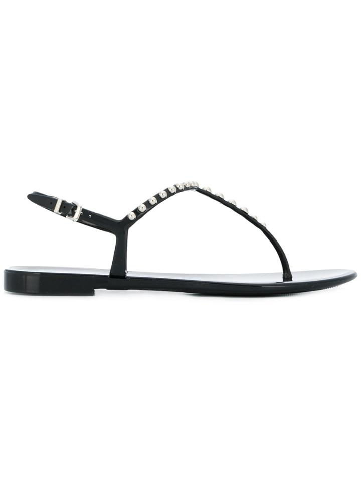 Sergio Rossi Embellished Thong Sandals - Black