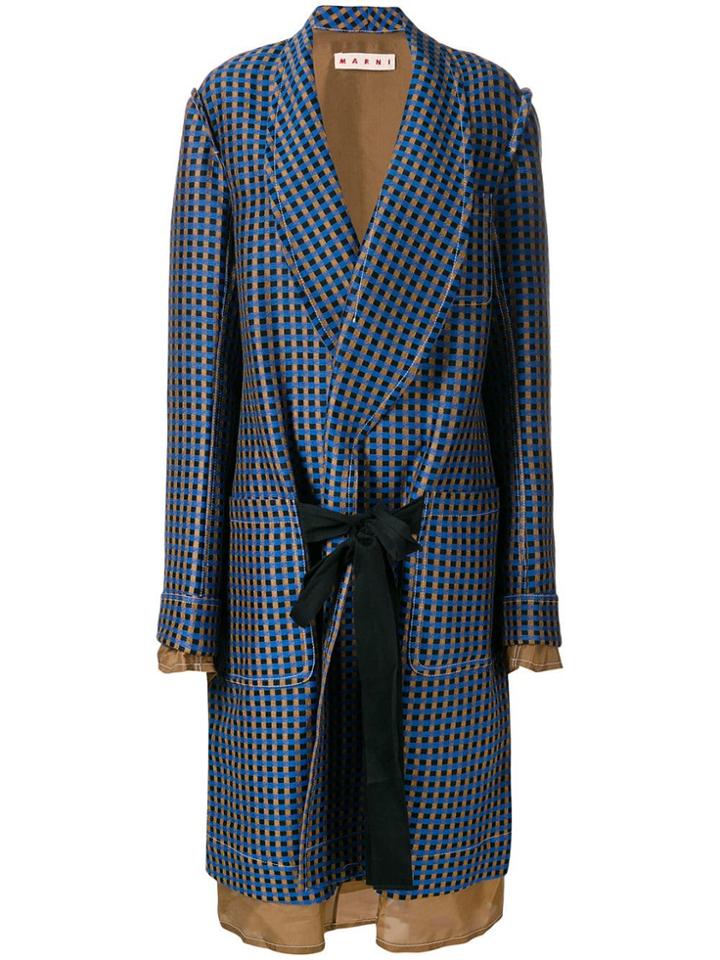 Marni Single-breasted Geometric Coat - Blue