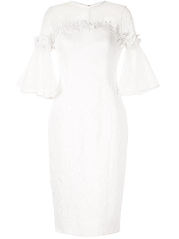 Saiid Kobeisy Sheer Sleeve Dress - White