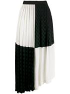 Msgm Monochrome Block Pleated Skirt - Black
