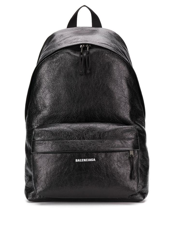 Balenciaga Logo Printed Backpack - Black