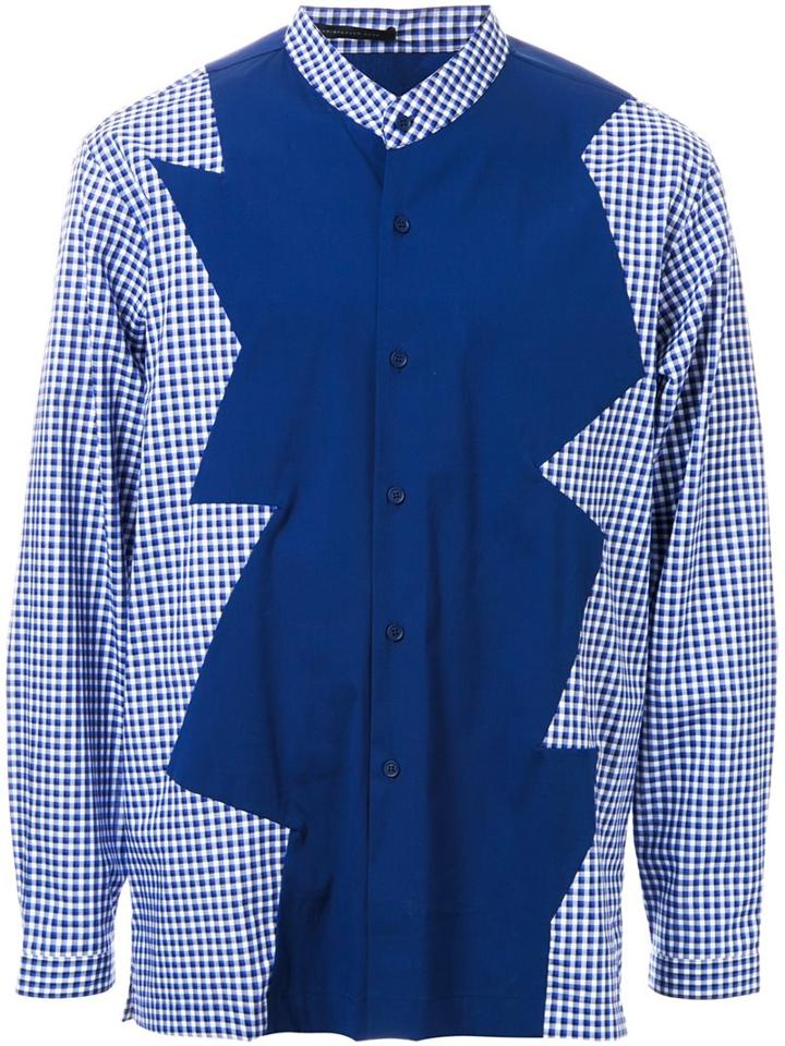 Christopher Kane Contrast Panel Check Shirt, Men's, Size: Xl, Blue, Cotton