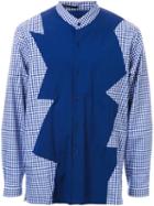 Christopher Kane Contrast Panel Check Shirt, Men's, Size: Xl, Blue, Cotton
