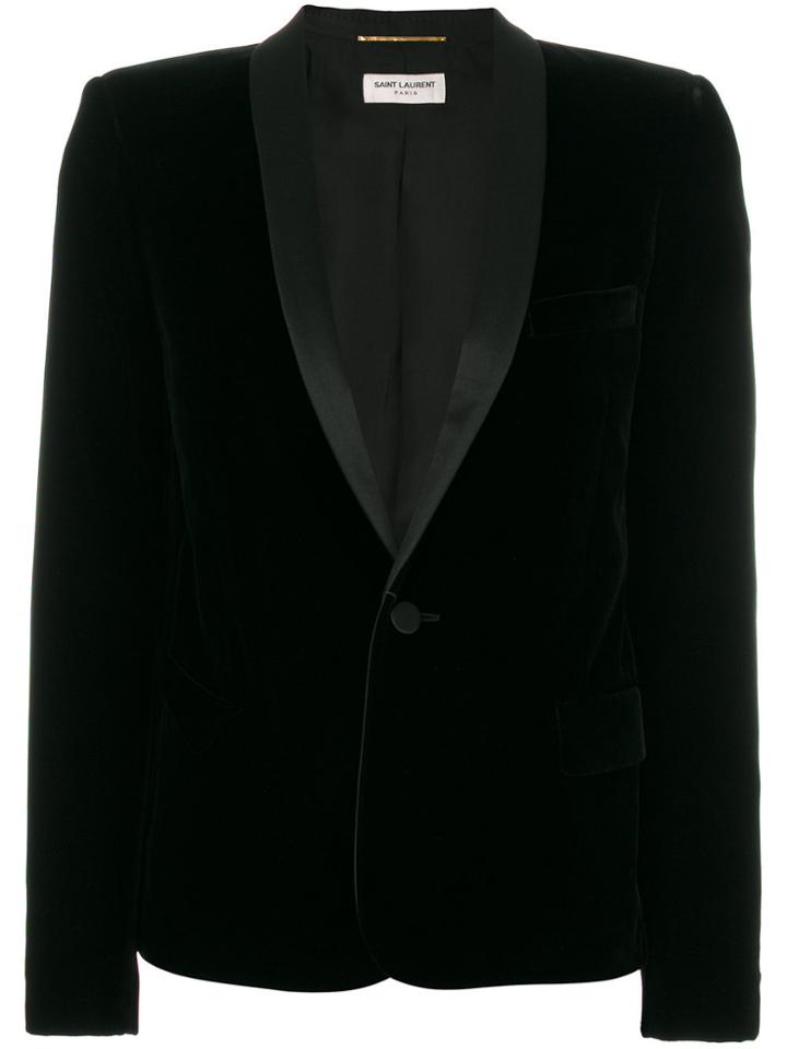 Saint Laurent Tuxedo Jacket With Square-cut Shoulders - Black