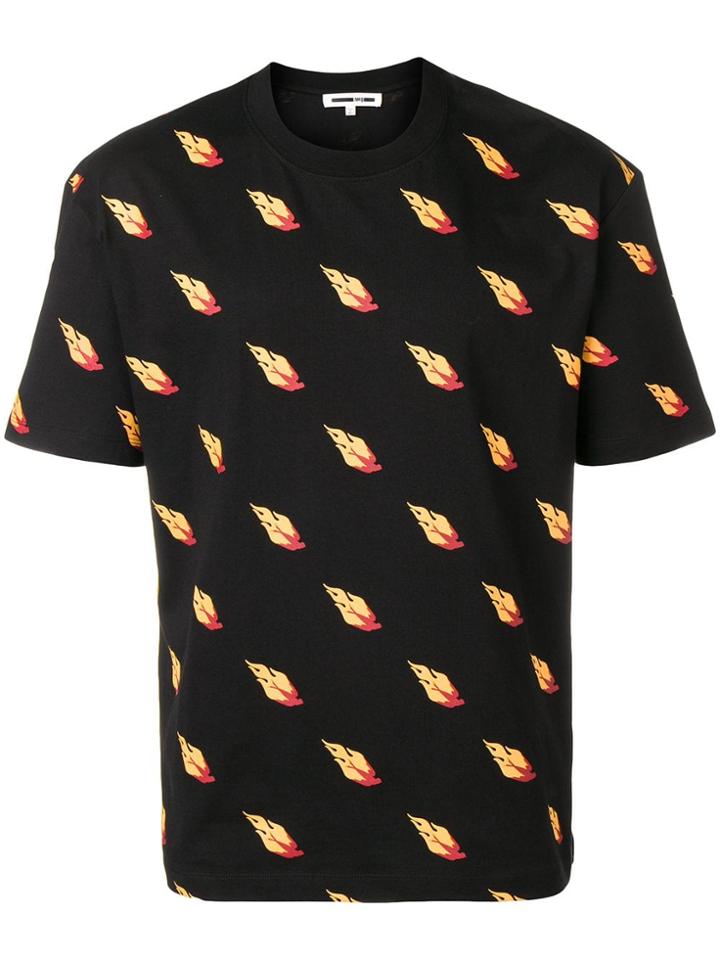 Mcq Alexander Mcqueen Flames Print T-shirt - Black