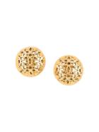 Chanel Vintage Cc Dome Round Earrings - Gold