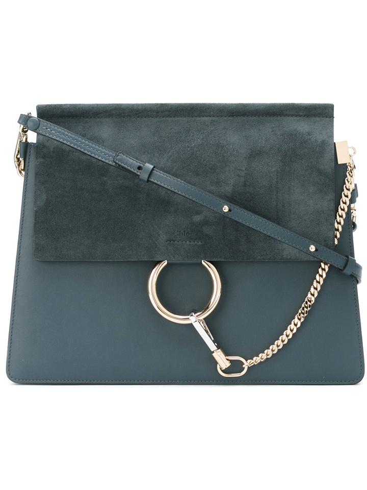 Chloé Faye Shoulder Bag, Women's, Green, Leather/calf Suede
