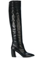 Prada Curved Heel Boots - Black