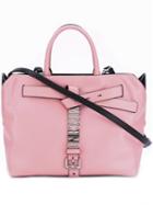 Moschino Logo Plaque Buckle Tote, Women's, Pink/purple