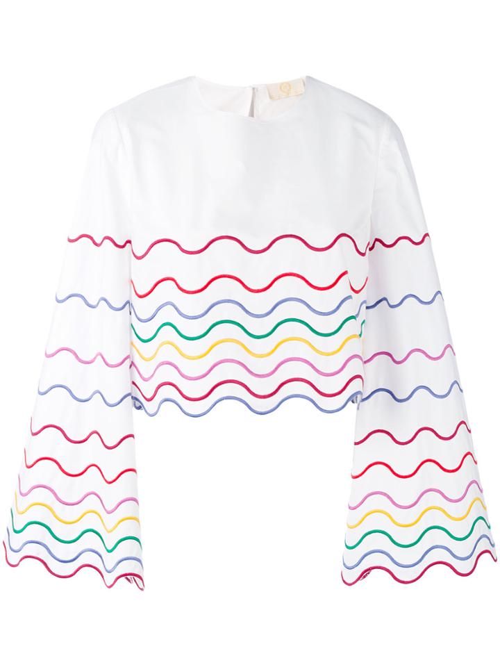 Sara Battaglia Wave Patterned Blouse - White