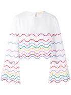 Sara Battaglia Wave Patterned Blouse - White