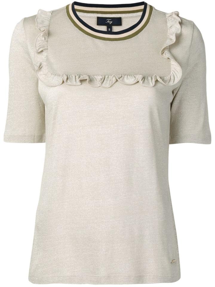Fay Gold Ruffled T-shirt
