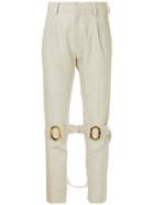 Non Tokyo Buckled Knees Straight Leg Trousers - Nude & Neutrals