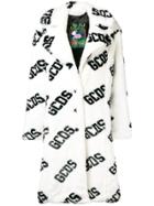 Gcds Logo Print Faux Fur Coat - White